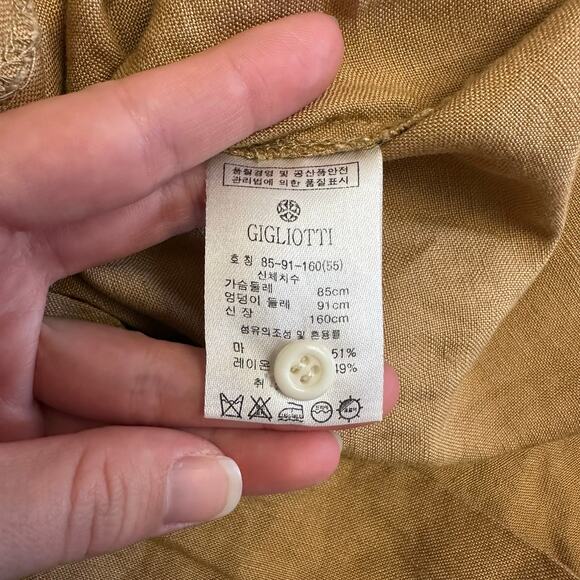 Gigliotti Italy Linen Rayon Tan & Cream Colorblock Dress Size S - Picture 7 of 7